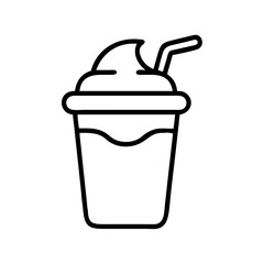milkshake icon, drinks line art, drinks vector - simple black line art icon of milkshake perfect for logos, and drinks-themed designs.