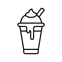 milkshake icon, drinks line art, drinks vector - simple black line art icon of milkshake perfect for logos, and drinks-themed designs.