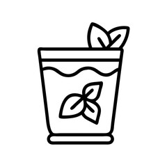 mint julep icon, drinks line art, drinks vector - simple black line art icon of mint julep perfect for logos, and drinks-themed designs.