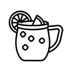 moscow mule in copper mug icon, drinks line art, drinks vector - simple black line art icon of moscow mule in copper mug perfect for logos, and drinks-themed designs.