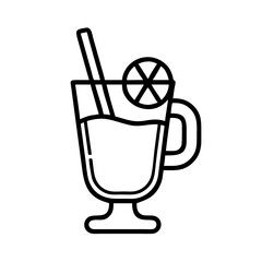 mulled wine icon, drinks line art, drinks vector - simple black line art icon of mulled wine perfect for logos, and drinks-themed designs.