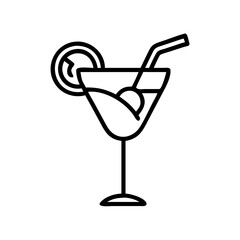 peach bellini icon, drinks line art, drinks vector - simple black line art icon of peach bellini perfect for logos, and drinks-themed designs.