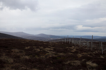 Fototapeta premium Scenic view of rolling hills and cloudy skies in the Scottish Highlands during early autumn