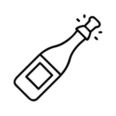 prosecco bottle icon, drinks line art, drinks vector - simple black line art icon of prosecco bottle perfect for logos, and drinks-themed designs.