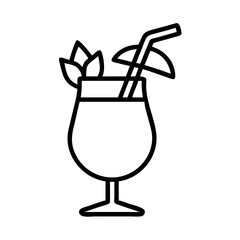 pi a colada icon, drinks line art, drinks vector - simple black line art icon of pi a colada perfect for logos, and drinks-themed designs.