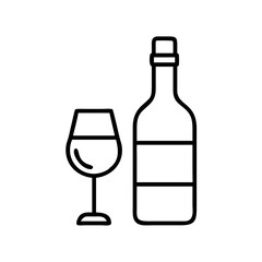 red wine bottle icon, drinks line art, drinks vector - simple black line art icon of red wine bottle perfect for logos, and drinks-themed designs.