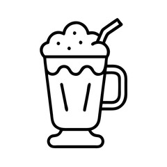 root beer float icon, drinks line art, drinks vector - simple black line art icon of root beer float perfect for logos, and drinks-themed designs.