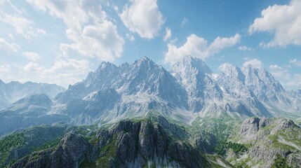 Fototapeta premium Breathtaking view of majestic snow-capped mountains in a vibrant landscape.