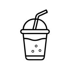 smoothie with straw icon, drinks line art, drinks vector - simple black line art icon of smoothie with straw perfect for logos, and drinks-themed designs.