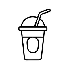 smoothie with straw icon, drinks line art, drinks vector - simple black line art icon of smoothie with straw perfect for logos, and drinks-themed designs.