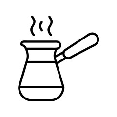 turkish coffee icon, drinks line art, drinks vector - simple black line art icon of turkish coffee perfect for logos, and drinks-themed designs.
