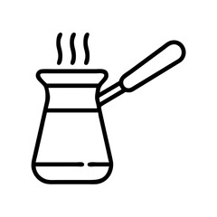 turkish coffee icon, drinks line art, drinks vector - simple black line art icon of turkish coffee perfect for logos, and drinks-themed designs.