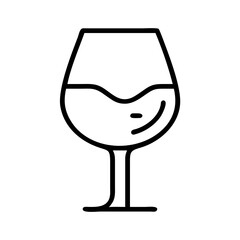 wine tasting glass icon, drinks line art, drinks vector - simple black line art icon of wine tasting glass perfect for logos, and drinks-themed designs.