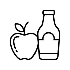 apple cider icon, drinks line art, drinks vector - simple black line art icon of apple cider perfect for logos, and drinks-themed designs.