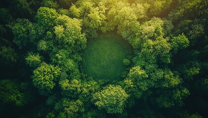 Green energy and carbon reduction target for sustainable environment, top view of green forest and globe earth, Earth Day concept, environmental care for a better future