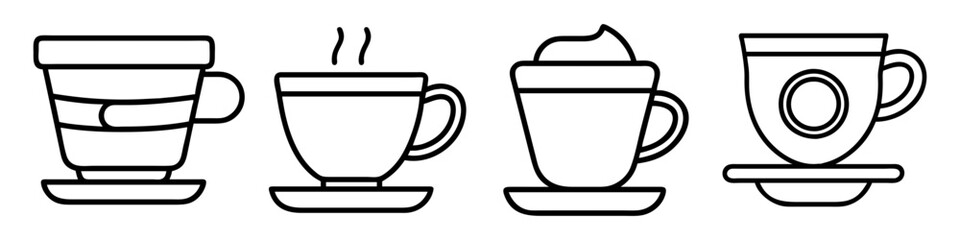 espresso cup icon, drinks line art, drinks vector - simple black line art icon of espresso cup perfect for logos, and drinks-themed designs.