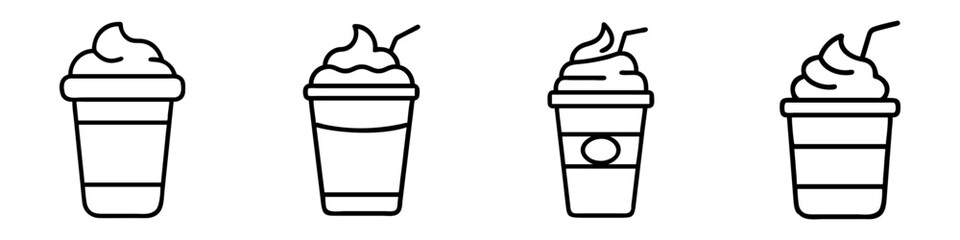 frappuccino icon, drinks line art, drinks vector - simple black line art icon of frappuccino perfect for logos, and drinks-themed designs.