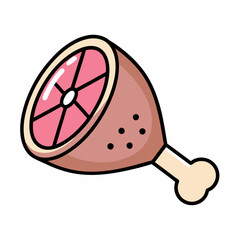 Minimalist Ham Leg Vector Illustration.