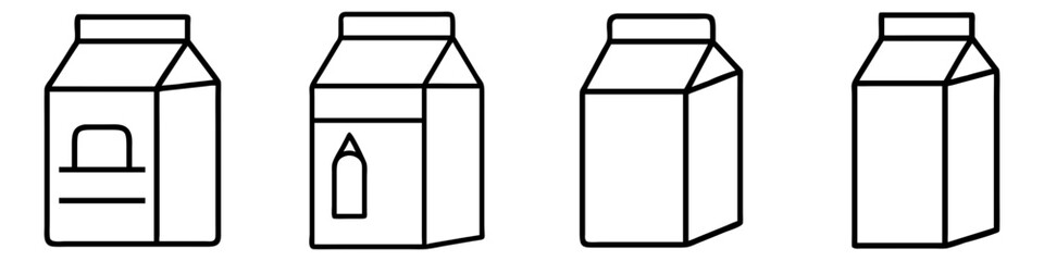milk carton icon, drinks line art, drinks vector - simple black line art icon of milk carton perfect for logos, and drinks-themed designs.