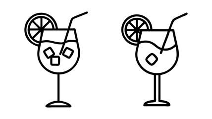 aperol spritz icon, drinks line art, drinks vector - simple black line art icon of aperol spritz perfect for logos, and drinks-themed designs.
