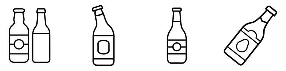beer bottle icon, drinks line art, drinks vector - simple black line art icon of beer bottle perfect for logos, and drinks-themed designs.