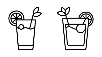 bloody mary icon, drinks line art, drinks vector - simple black line art icon of bloody mary perfect for logos, and drinks-themed designs.