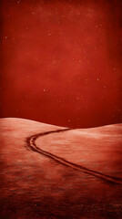Obraz premium Red Landscape Illustration: Night Sky, Winding Road