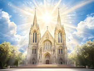 Divine Church Illustration Sunlight