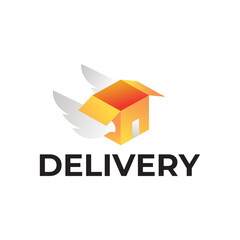 Logistic box logo. Fast delivery logo template design