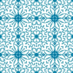 Line drawing blue flowers, white background for use in backgrounds, fabric patterns, tile patterns