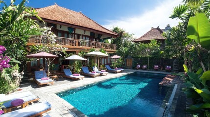 Serene Pool Area for Relaxation in Sunny Garden Setting