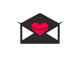 Heart and envelope symbol for Valentine's Day message
