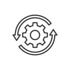 Sync setting icon. Simple outline style. Process, update, setup, reload, simple, change, personal, pictogram, refresh concept. Thin line symbol. Vector illustration isolated. SVG