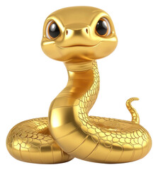 Fototapeta premium PNG 3D gold snake cartoon animal golden.