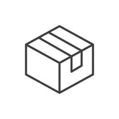 Box icon. Simple outline style. Package, delivery, parcel, shipping, cardboard, storage, carton, closed, pictogram, pack concept. Thin line symbol. Vector illustration isolated. SVG