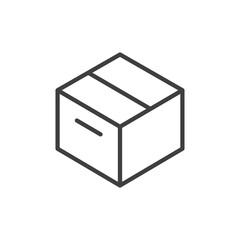 Box icon. Simple outline style. Package, delivery, parcel, shipping, cardboard, storage, carton, closed, pictogram, pack concept. Thin line symbol. Vector illustration isolated. SVG