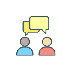 Talk icon. Simple filled outline style. People, two, person, 2, dialog, bubble, speech, pictogram, silhouette, chat, group concept. Vector illustration isolated. SVG