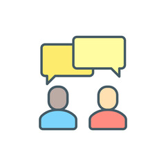 Talk icon. Simple filled outline style. People, two, person, 2, dialog, bubble, speech, pictogram, silhouette, chat, group concept. Vector illustration isolated. SVG