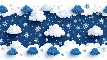 Fototapeta premium Snowflakes Fall Gently from Clouds in Winter Wonderland