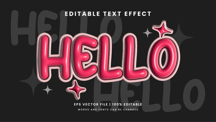 Hello retro 3d inflated editable text effect template