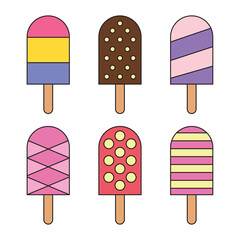 Ice cream set outline style. Ice cream vector illustration