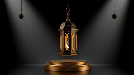 Obraz premium islamic background modern ramadan kareem lantern lamp
