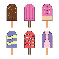 Ice cream set outline style. Ice cream vector illustration