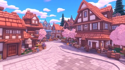 Charming Springtime Village Fairytale Town