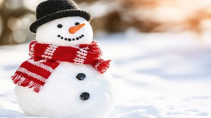 Obraz premium Cheerful Snowman in Winter Wonderland Scene