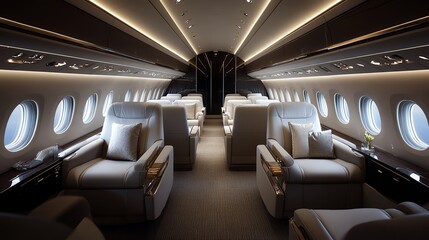 Fototapeta premium Opulent Private Jet Cabin