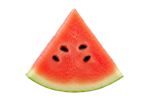 Sliced of watermelon isolated on white background, front angled view, no depth of field, sharp