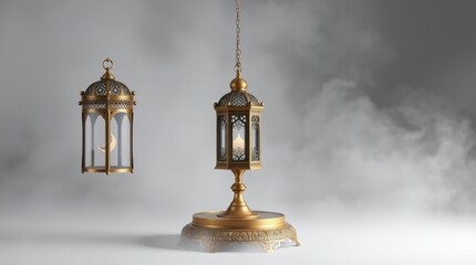 Obraz premium islamic background modern ramadan kareem lantern lamp