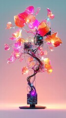 Digital flora a 3d robotic tree with circuit board flowers