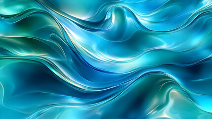 Abstract Blue Waves Flow Smoothly and Gracefully Through Space